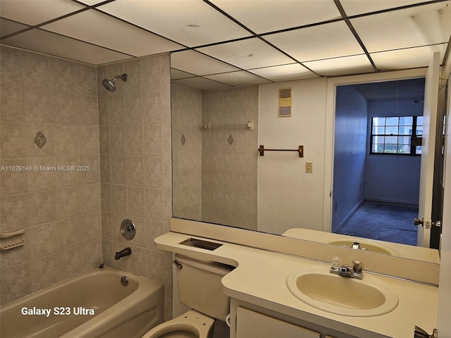 907 NE 199th St Unit 106, Miami, FL 33179 - bathroom with shower / tub combination, vanity, and a paneled ceiling