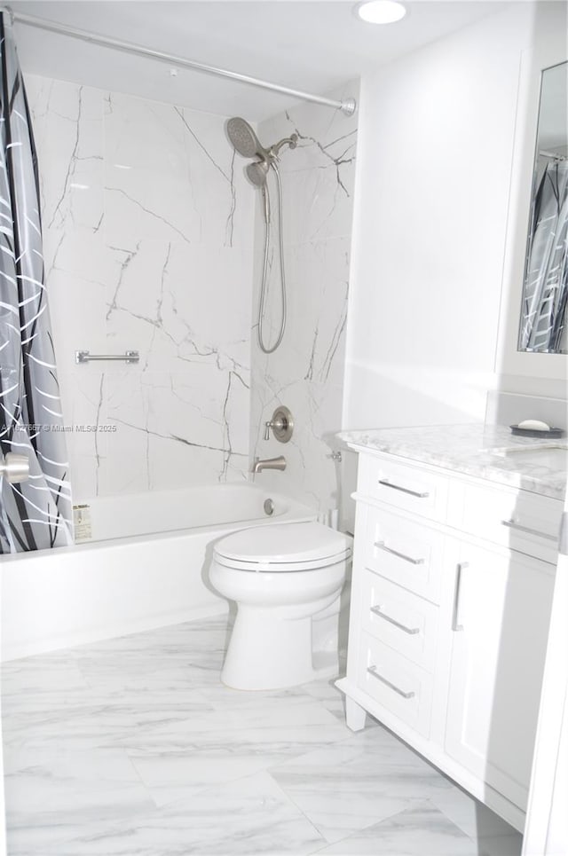 700 SW 128th Ave Unit 106C, Pembroke Pines, FL 33027 - full bathroom with vanity, washtub / shower combination, and marble finish floors