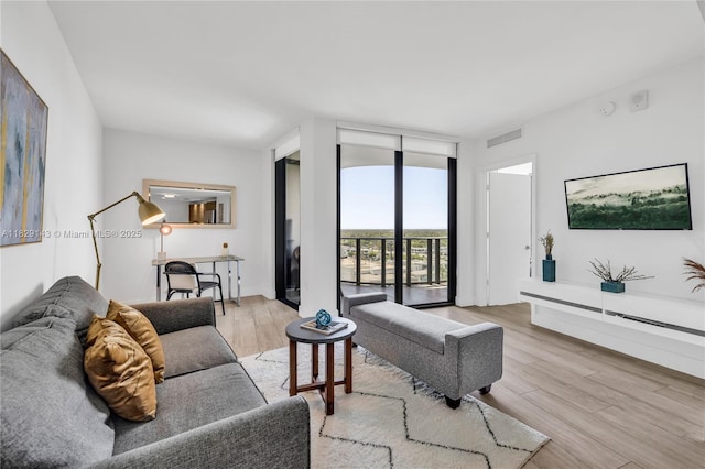 121 NE 34th St Unit 1514, Miami, FL 33137 - living room featuring light wood-style flooring