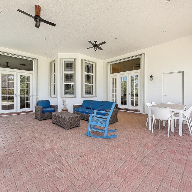 4268 SW 141st Ave, Davie, FL 33330 - view of patio with french doors, ceiling fan, and an outdoor hangout area