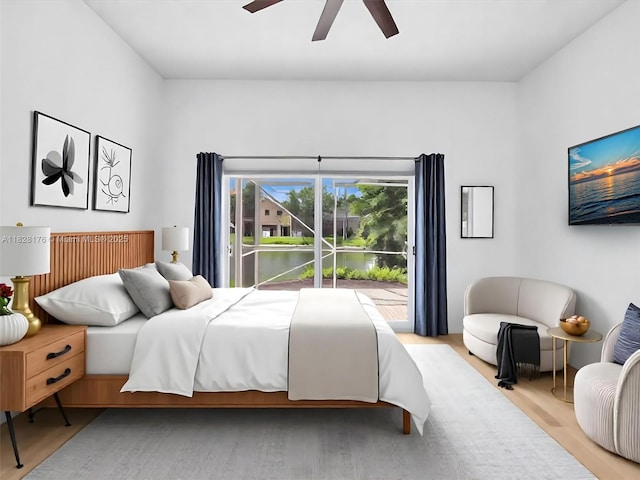 10370 NW 11th St, Plantation, FL 33322 - bedroom with wood finished floors, a ceiling fan, and access to outside