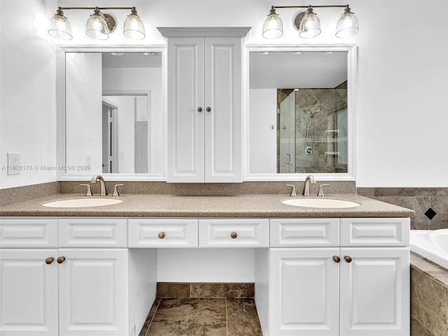 10370 NW 11th St, Plantation, FL 33322 - bathroom with double vanity, a stall shower, and a garden tub