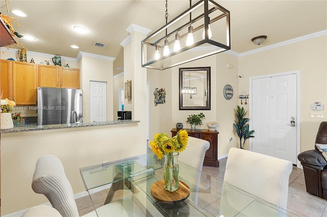 9052 Plymouth Pl Unit 9052, Tamarac, FL 33321 - dining room with crown molding, recessed lighting, and light tile patterned flooring