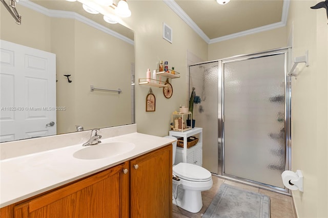 9052 Plymouth Pl Unit 9052, Tamarac, FL 33321 - full bath featuring a shower stall, vanity, crown molding, and tile patterned floors
