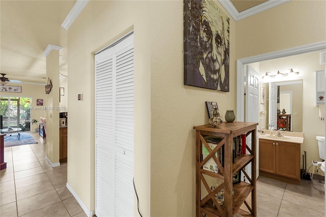 9052 Plymouth Pl Unit 9052, Tamarac, FL 33321 - hall featuring crown molding and light tile patterned floors