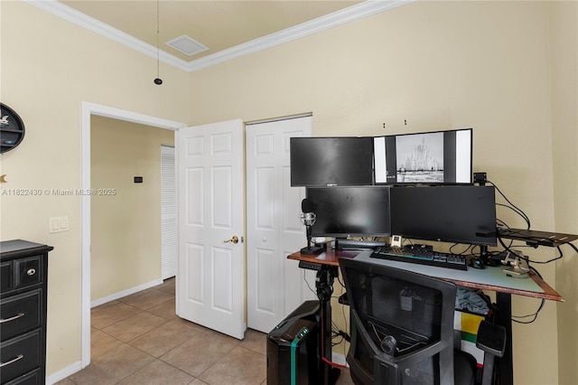 9052 Plymouth Pl Unit 9052, Tamarac, FL 33321 - home office with crown molding and light tile patterned flooring