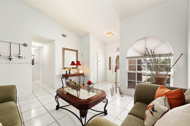 5143 SW 142nd Pl, Miami, FL 33175 - living area with light tile patterned floors and high vaulted ceiling