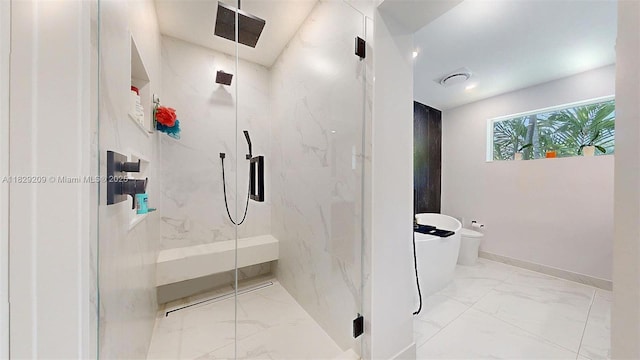 1222 Cortez St, Coral Gables, FL 33134 - bathroom with marble finish flooring and a marble finish shower