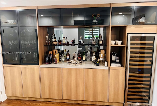 1222 Cortez St, Coral Gables, FL 33134 - indoor dry bar with wine cooler and wood finished floors