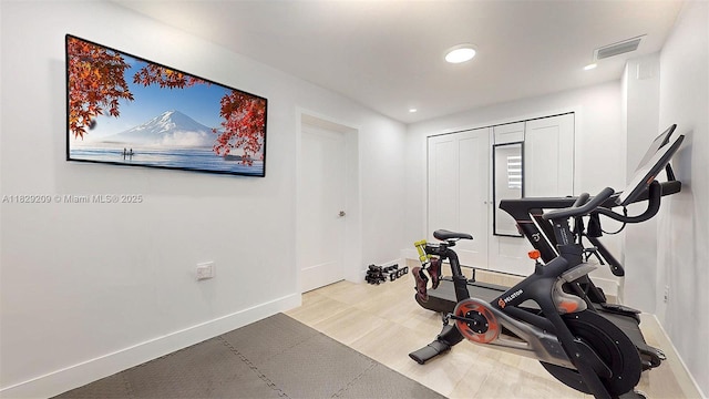 1222 Cortez St, Coral Gables, FL 33134 - exercise room featuring baseboards and recessed lighting