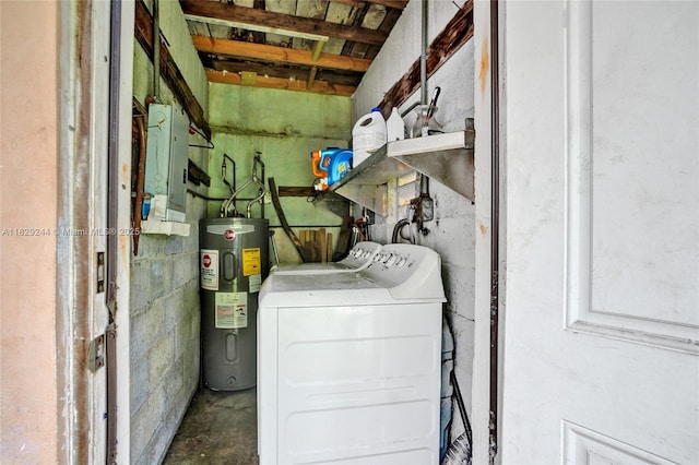 100 SW 67th Ct, Miami, FL 33144 - washroom featuring electric water heater, electric panel, and washing machine and clothes dryer