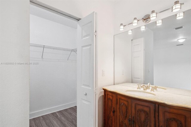 13225 SW 218th Ter, Miami, FL 33170 - bathroom with wood finished floors, vanity, and a spacious closet