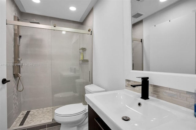 1611 Palermo Dr, Weston, FL 33327 - bathroom with a shower stall, vanity, and recessed lighting