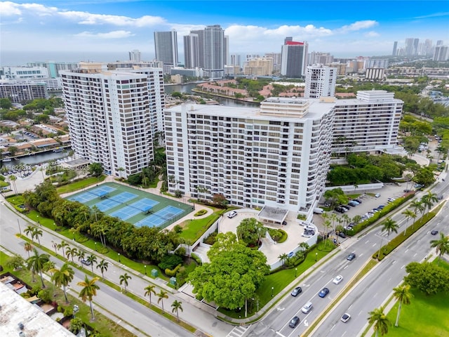 600 Three Islands Blvd Unit 310, Hallandale Beach, FL 33009 - drone / aerial view of city skyline and a nearby body of water