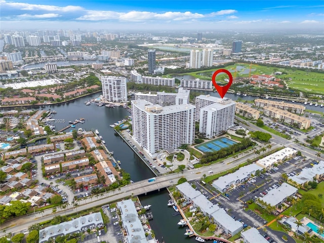600 Three Islands Blvd Unit 310, Hallandale Beach, FL 33009 - aerial overview of property's location featuring nearby urban area and a large body of water