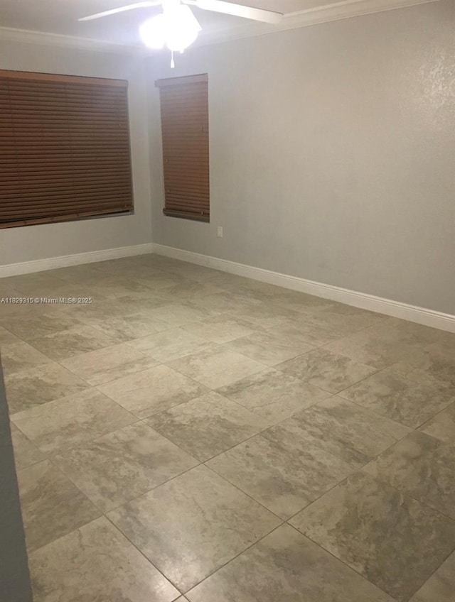 10670 SW 156th Pl Unit 309, Miami, FL 33196 - tiled spare room featuring ornamental molding and ceiling fan