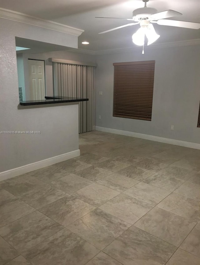 10670 SW 156th Pl Unit 309, Miami, FL 33196 - spare room featuring crown molding, a ceiling fan, and recessed lighting