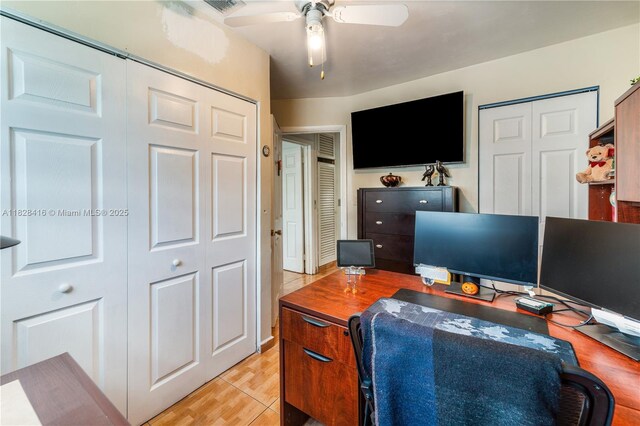 8065 W 14th Ct, Hialeah, FL 33014 - office featuring ceiling fan and light wood finished floors