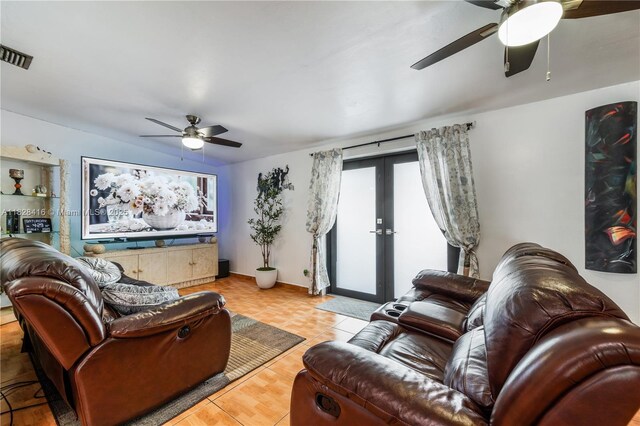 8065 W 14th Ct, Hialeah, FL 33014 - living room with a ceiling fan and french doors