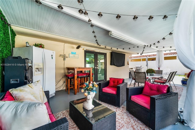 8065 W 14th Ct, Hialeah, FL 33014 - view of patio / terrace featuring an outdoor hangout area, outdoor dining area, and french doors