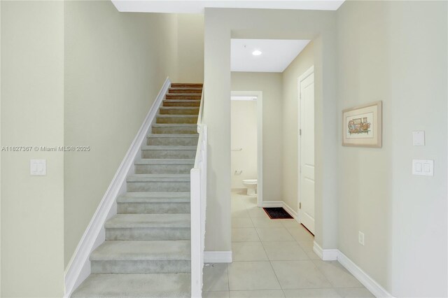 1601 SW 113th Ave, Pembroke Pines, FL 33025 - stairs with tile patterned floors and recessed lighting