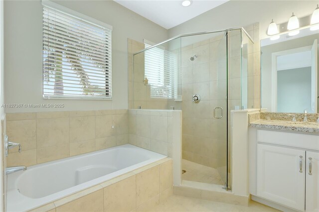 1601 SW 113th Ave, Pembroke Pines, FL 33025 - bathroom featuring a garden tub, vanity, and a stall shower