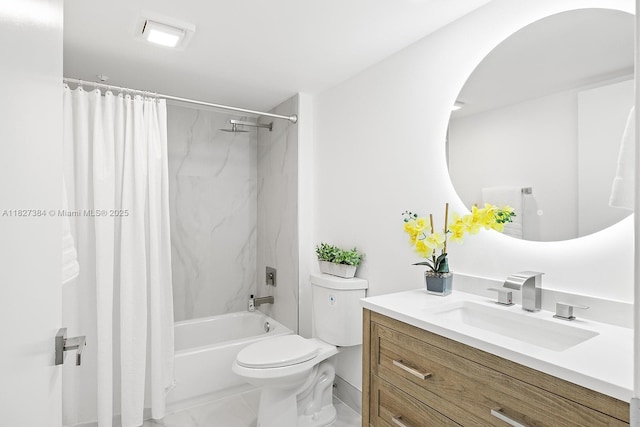 550 SW 138th Ave Unit 112K, Pembroke Pines, FL 33027 - bathroom featuring vanity, shower / bath combo, and marble look tile flooring