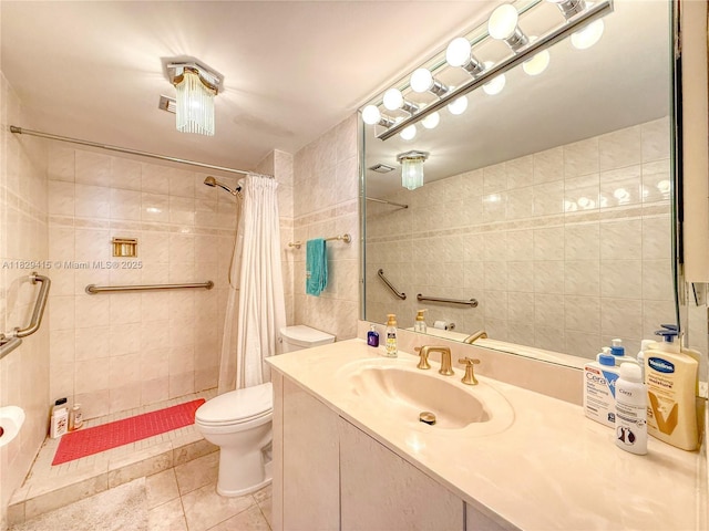 5701 Collins Ave Unit 417, Miami Beach, FL 33140 - full bathroom featuring a shower stall, tile patterned floors, and vanity