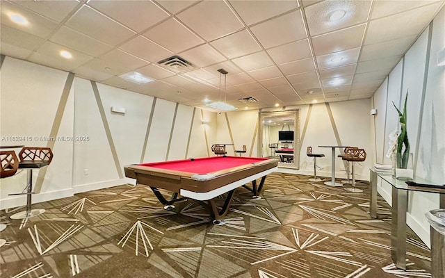 5701 Collins Ave Unit 417, Miami Beach, FL 33140 - rec room featuring billiards and a paneled ceiling