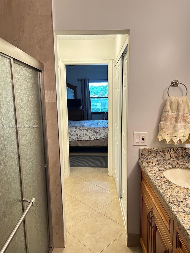 126 Centennial Ct, Deerfield Beach, FL 33442 - bathroom with ensuite bath, vanity, tile patterned flooring, and a shower stall