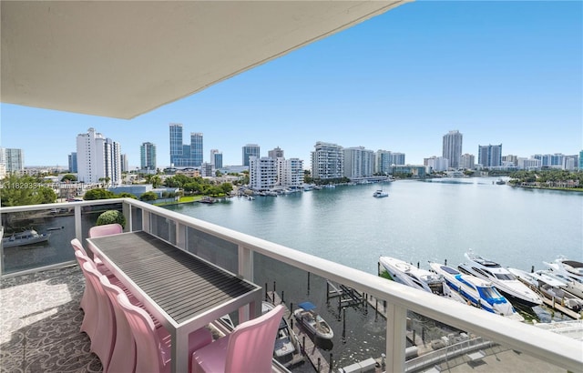 900 Bay Dr Unit 702/704, Miami Beach, FL 33141 - balcony featuring a view of skyline and a water view