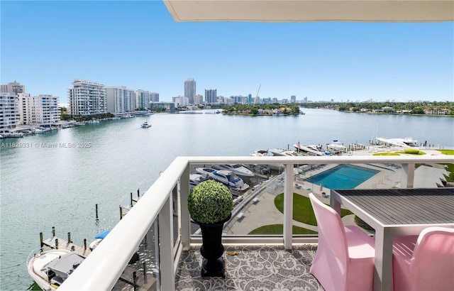 900 Bay Dr Unit 702/704, Miami Beach, FL 33141 - balcony featuring a water view and a view of skyline
