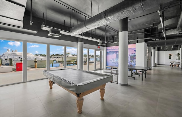 900 Bay Dr Unit 702/704, Miami Beach, FL 33141 - recreation room featuring billiards table and a water view