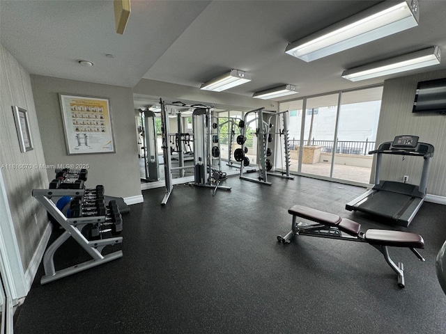 4100 Salzedo St Unit 910, Coral Gables, FL 33146 - exercise room with baseboards
