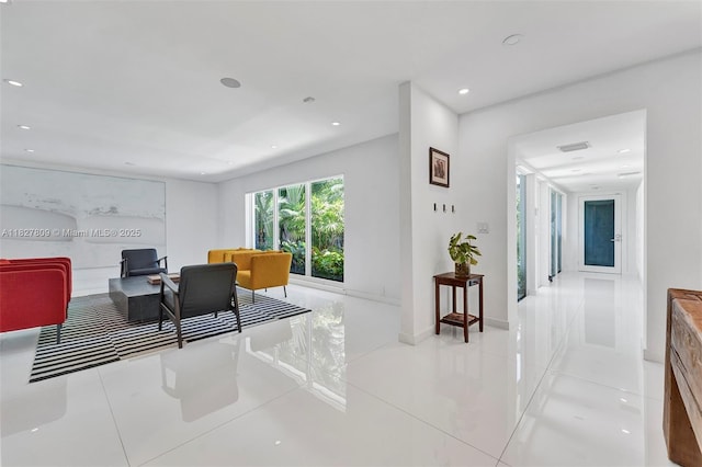5055 N Bay Rd, Miami Beach, FL 33140 - dining space with tile patterned flooring and recessed lighting