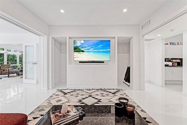 5055 N Bay Rd, Miami Beach, FL 33140 - corridor with recessed lighting and tile patterned floors