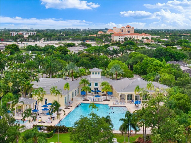 448 SE 32nd Ave, Homestead, FL 33033 - view from above of property with a pool area and a tree filled landscape