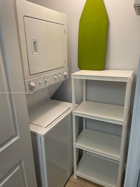 2650 SW 37th Ave Unit 501, Miami, FL 33133 - washroom with estacked washer and dryer