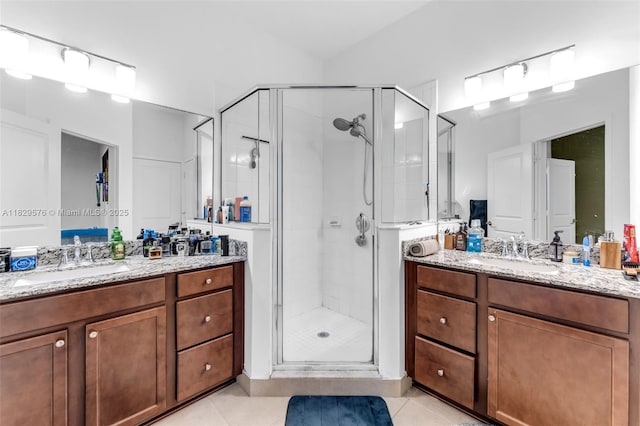 10962 SW 235, Homestead, FL 33032 - bathroom featuring a stall shower, vanity, and tile patterned flooring