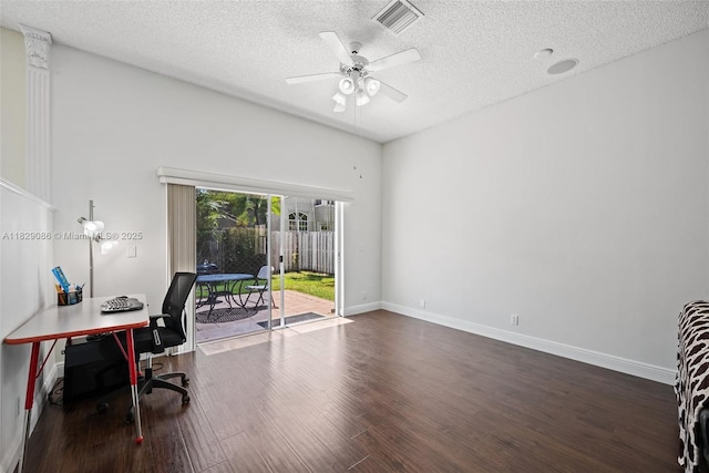 960 NW 185th Ave, Pembroke Pines, FL 33029 - office space featuring wood finished floors, a textured ceiling, and a ceiling fan