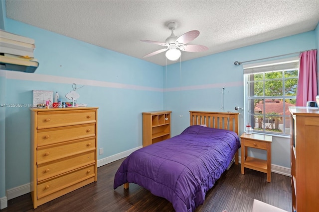 960 NW 185th Ave, Pembroke Pines, FL 33029 - bedroom with a textured ceiling, wood finished floors, and ceiling fan