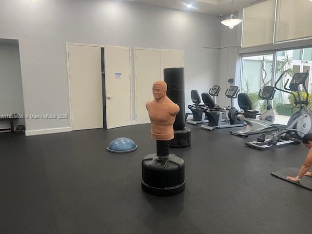 2775 NE 187th St Unit 202, Aventura, FL 33180 - workout area featuring a towering ceiling