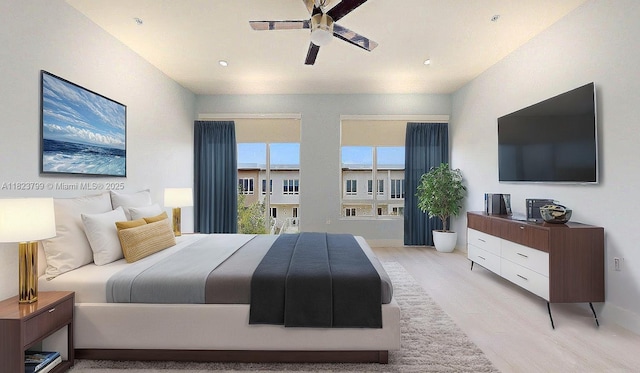 10255 NW 63rd Ter Unit 204, Doral, FL 33178 - bedroom with light wood finished floors and ceiling fan