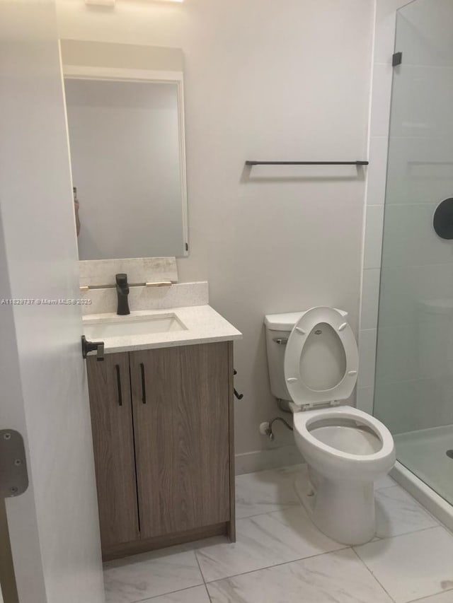 25767 SW 144th Ave, Homestead, FL 33032 - bathroom with vanity, marble finish flooring, and a shower stall
