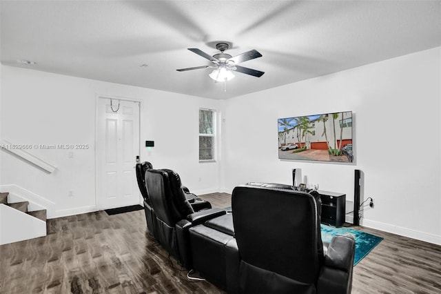 11898 SW 25th Ct Unit 103, Miramar, FL 33025 - office area featuring wood finished floors and a ceiling fan