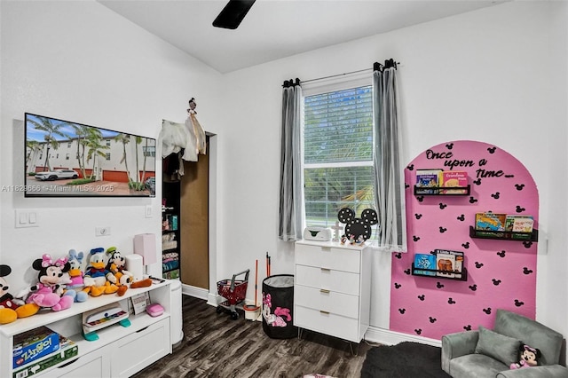 11898 SW 25th Ct Unit 103, Miramar, FL 33025 - recreation room featuring dark wood-style flooring and ceiling fan