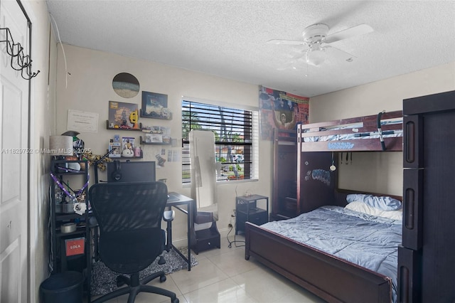 17625 NW 62nd Ct, Hialeah, FL 33015 - tiled bedroom with a textured ceiling, an office area, and a ceiling fan