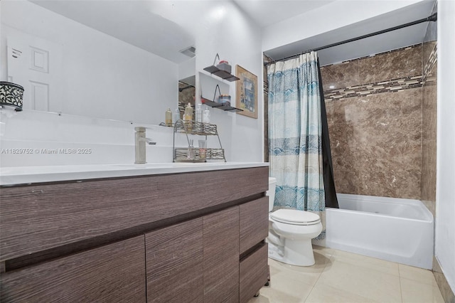 17625 NW 62nd Ct, Hialeah, FL 33015 - full bathroom with vanity, shower / bath combo with shower curtain, and tile patterned flooring