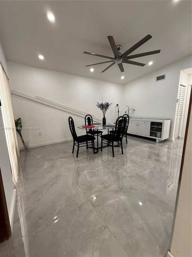 7440 SW 153rd Ct Unit 107-4, Miami, FL 33193 - dining space with a ceiling fan and recessed lighting