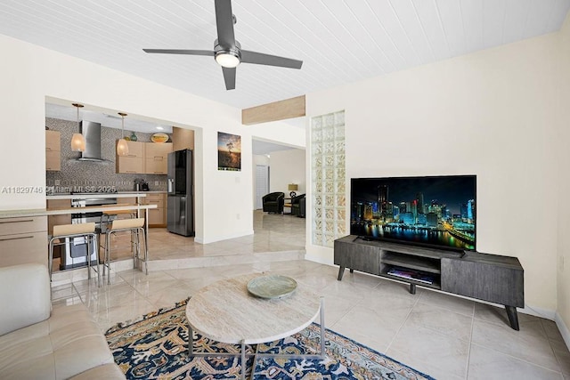 15730 SW 87th Ct, Palmetto Bay, FL 33157 - living area with ceiling fan and wooden ceiling